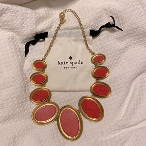 Kate Spade orange & gold oval statement necklace